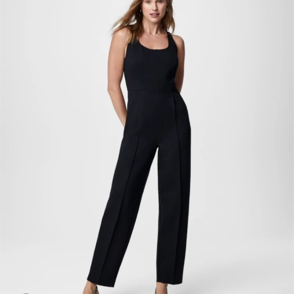 Spanx Black Corset Sleeveless Ponte Jumpsuit One Piece Small #21090R NEW NWT